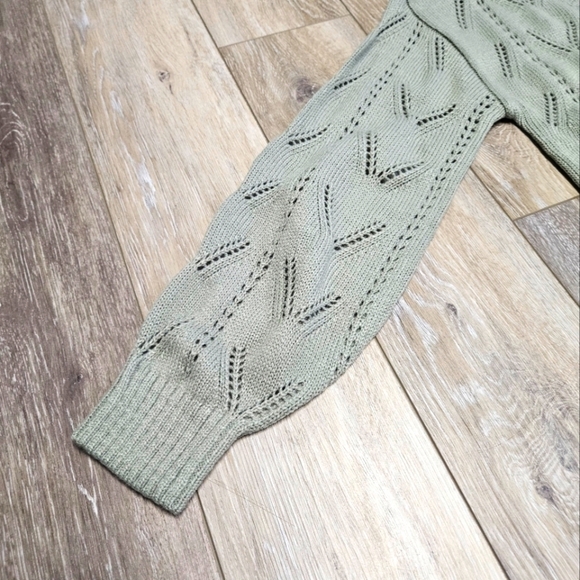 Pinque Stitch Fix Sage Green Textured Crochet Knit Open Cardigan Women's Medium - Picture 7 of 10